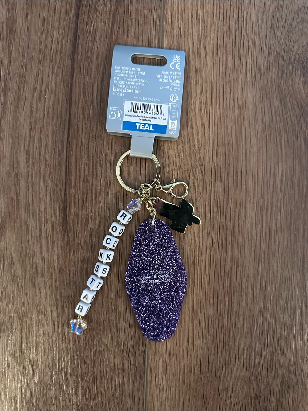 Hannah Montana Disney Purple Glitter "The Best of Both Worlds" Keychain new NWT - Picture 2 of 7